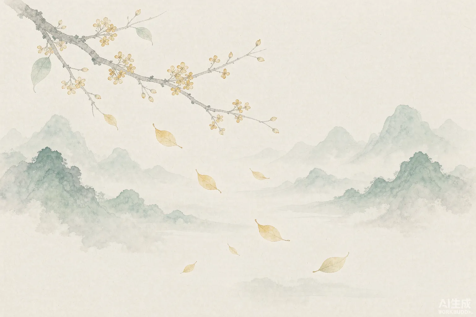 秋天出生的宝宝起名 桂花白露水墨插画